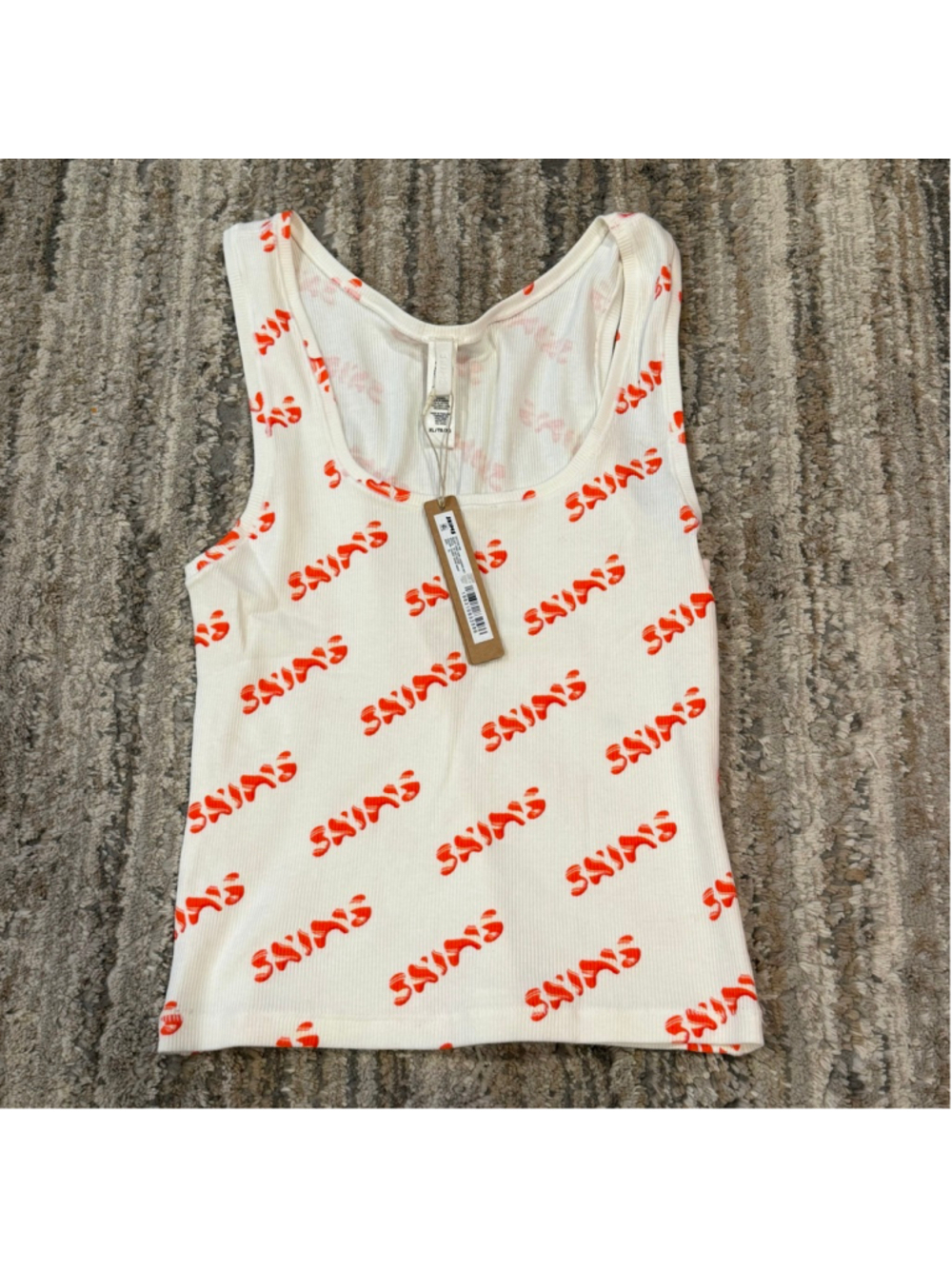 SKIMS Cotton Rib Sleep Tank ONLY Candy Cane Print Size XL SKU724